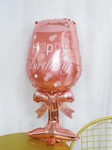 1 Pack - Wine Glass Shaped Birthday Party Decorative Balloons, Party Balloons - Rose Gold - View 1