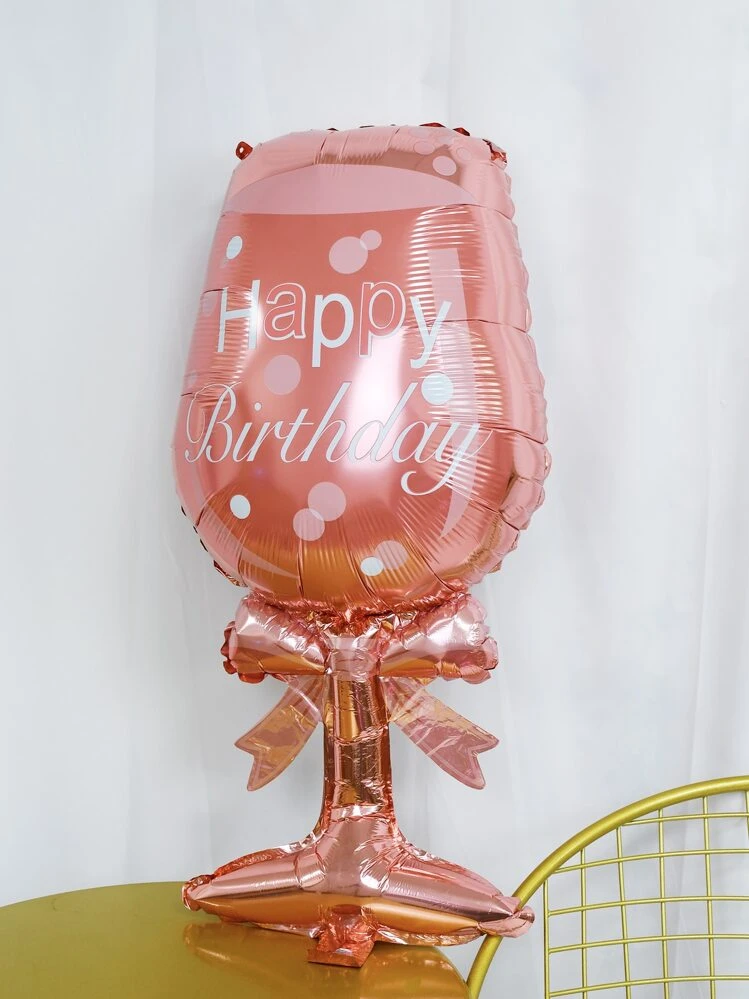 1 Pack - Wine Glass Shaped Birthday Party Decorative Balloons, Party Balloons - Rose Gold - View 1
