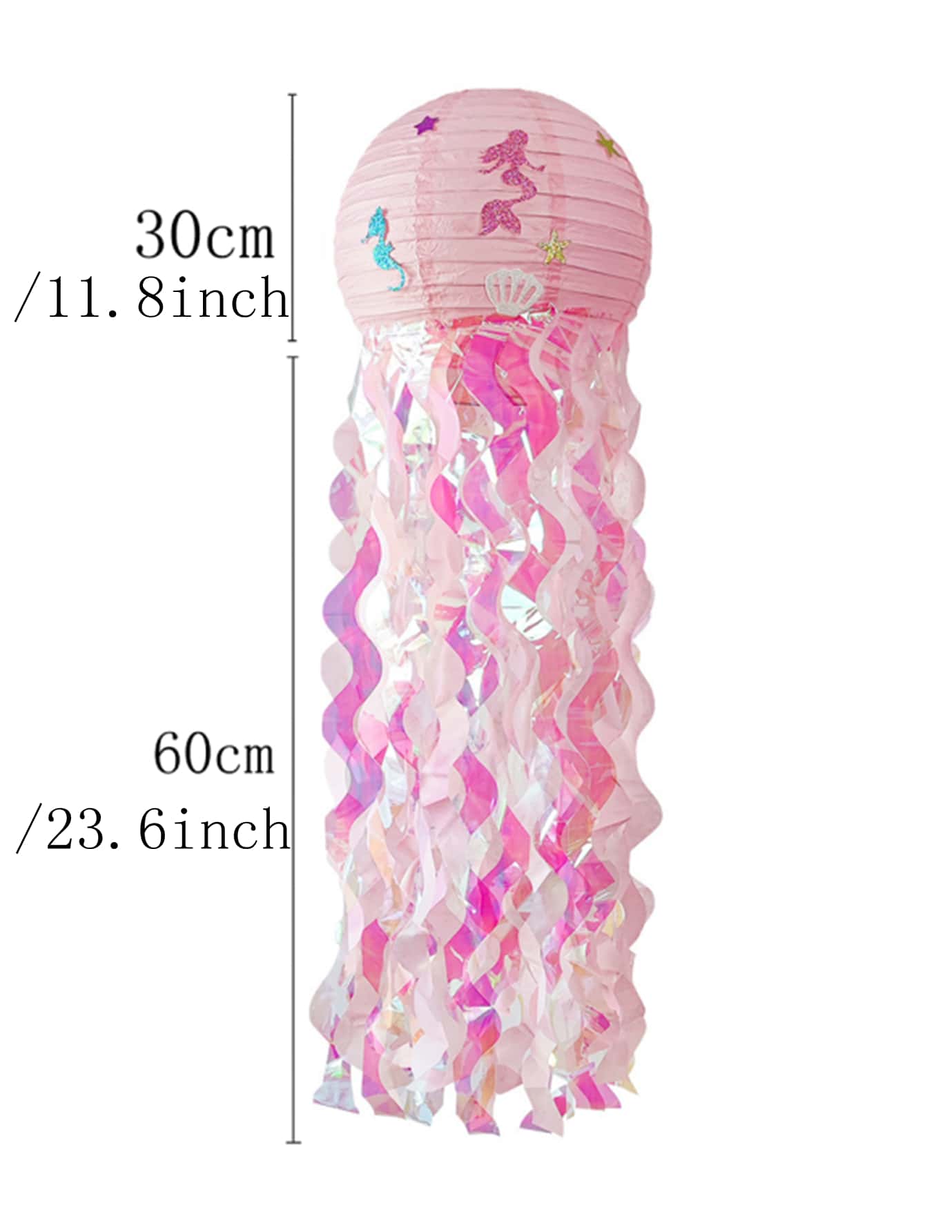 1個 新しい マーメイド クラゲ ペーパーランタン , 紙 漫画 灯籠 用 マーメイド テーマ 誕生日パーティー デコレーション DIY 結婚式 用品 - ピンク - 見る 4