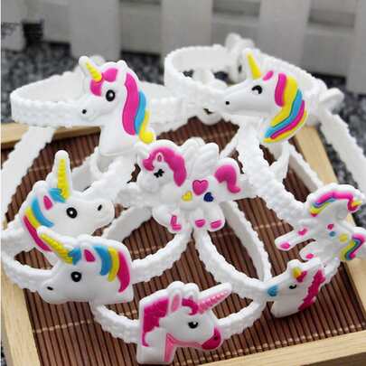 5入組塑料腕帶手鍊可愛隨機卡通獨角獸生日派對禮品兒童禮物