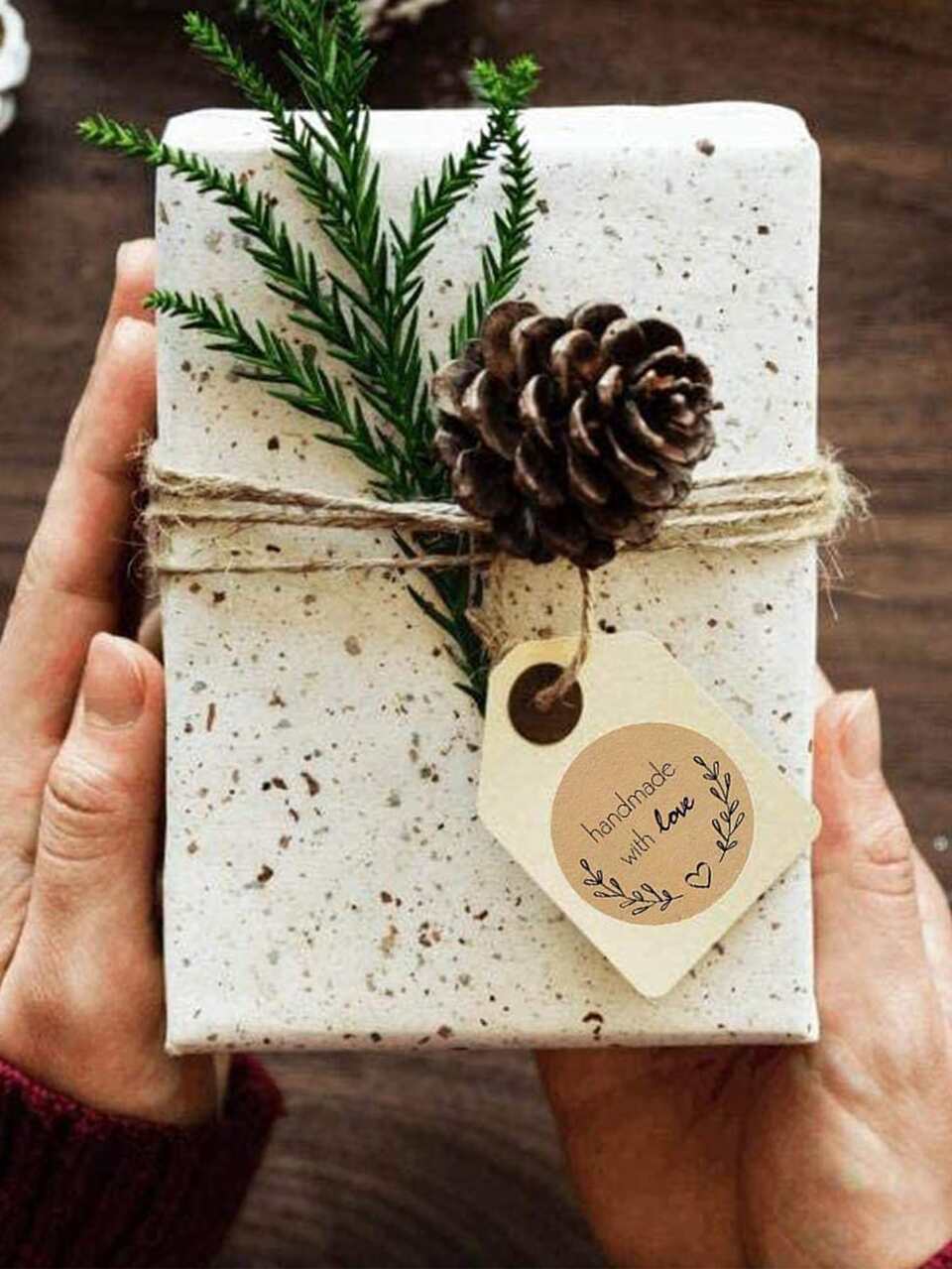 500pcs/Set Kraft Paper Sticker Homemade With Love Stickers For Envelope And Package Seal Labels Stationery Handcraft,