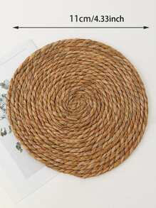 Handwoven Circular Straw Heat Insulation Mat, Daily Casual Home Decor - Yellow - View 2