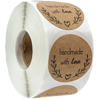 500pcs/Set Kraft Paper Sticker Homemade With Love Stickers For Envelope And Package Seal Labels Stationery Handcraft,
