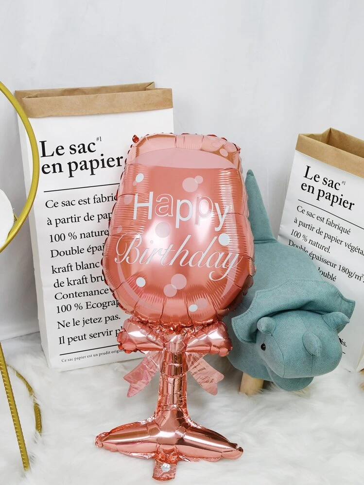 1 Pack - Wine Glass Shaped Birthday Party Decorative Balloons, Party Balloons - Rose Gold - View 3