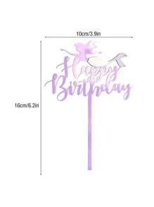 1 pieza Decoración de pastel sirena & con diseño de letra - Púrpura malva - Ver 2