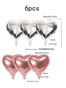 6 piezas Globo metálico en forma de corazón, globo romántico de 18 pulgadas para el Día de San Valentín, para arreglo de propuesta, decoración de boda - Multicolor - Ver 4