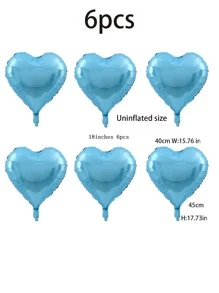 6 Piezas Globos De Papel De Aluminio Azul Marino Para Bodas, Cumpleaños, Decoración En Forma De Corazón - Azul - Ver 3