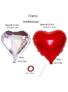 10 chiếc/1 bộ 18 inch bóng bay hình trái tim màu bạc và đỏ nổi, trang trí tiệc cầu hôn ngày lễ tình nhân - Nhiều màu - Xem 5