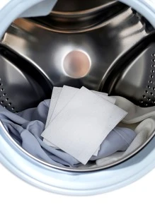 1 caja de tela antiteñido, hoja de atrapamiento de tinte de colector de color, colector de color para ropa, hoja para colorear de limpieza de ropa, hoja de prevención de ropa de colores cruzados - Blanco - Ver 7