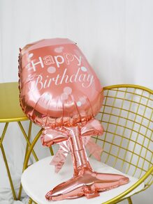 1 Pack - Wine Glass Shaped Birthday Party Decorative Balloons, Party Balloons - Rose Gold - View 4