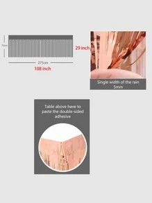 1pc Tassel Design Disposable Table Skirt, Rose Gold Metallic Table Wrapper For Party - Rose Gold - View 5