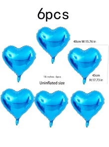 6 Piezas De Globos De Aluminio Azul Flotantes Para Decoración De Bodas, Ducha Nupcial, Cumpleaños, En Forma De Corazón, De Durazno Y De Amor - azul real - Ver 5