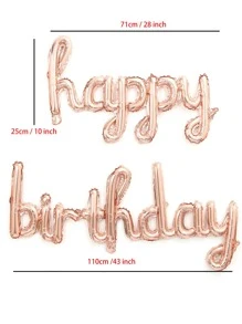 1套字母造型紫色、粉色、蓝色“生日快乐”铝箔气球，跨境生日庆祝铝膜气球，生日装饰气球用于墙面装饰 - 玫瑰金 - 查看 4