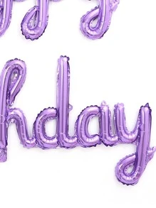 1 bộ bóng bay chữ Happy Birthday, bóng bay lá kim màu tím, hồng và xanh dùng để trang trí sinh nhật, trang trí tường tiệc - Màu tím hoa cà - Xem 3