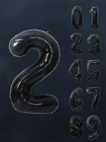 1pc 32in Disposable PE Digital Shaped Balloon,Classic Black  Decorative Party Celebration Decoration Balloon For Birthday Party,Wedding,Christmas - Black - View 2