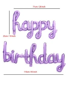 1 bộ bóng bay chữ Happy Birthday, bóng bay lá kim màu tím, hồng và xanh dùng để trang trí sinh nhật, trang trí tường tiệc - Màu tím hoa cà - Xem 4
