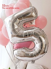 1 quả bóng thiết kế số, bóng bay trang trí PE bạc hiện đại cho tiệc, Giáng sinh - Bạc - Xem 3