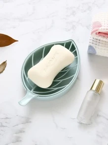 1pc Leaf Shaped Drain Soap Dish,Minimalistic Solid Soap Double Drainer,Bathroom Shower Soap Tray,Bathroom Supplies - View 3