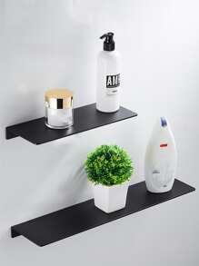 2件套纯色储物架，黑色壁挂式浴室储物架 - 查看 1