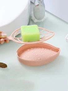 1pc Leaf Shaped Drain Soap Dish,Minimalistic Solid Soap Double Drainer,Bathroom Shower Soap Tray,Bathroom Supplies - View 4