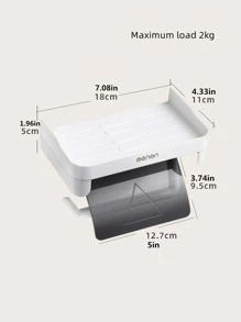 1pc Multifunction Plastic Storage Rack,Daily Letter Bathroom Organizer Placing Toilet Paper,Handphone Bathroom Decor - White - View 4