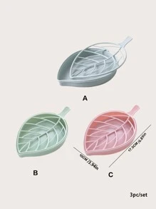 1pc Leaf Shaped Drain Soap Dish,Minimalistic Solid Soap Double Drainer,Bathroom Shower Soap Tray,Bathroom Supplies - View 5