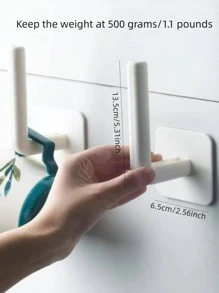 Gancho de almacenamiento de diadema de plástico multifunción de 1 pieza, estante de almacenamiento de diadema en forma de L blanco Simple, hogar - Blanco - Ver 2