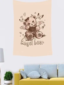 Sweetness Letter & Cartoon Bear Print Tapestry - Multicolor - View 1