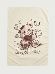 Sweetness Letter & Cartoon Bear Print Tapestry - Multicolor - View 2