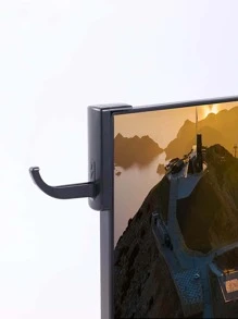 1pc Headset Wall Hook, Computer Side Adhesive Headphone Holder For Storage - Black - View 6