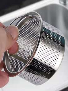 1 pieza Colador de acero inoxidable de malla hundir - Plateado - Ver 4