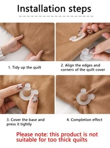 4pcs Quilt Fixed Buckle, Clear Cartoon Design Non-Slip Anti-Move Bed Sheet Fixer Fasteners Accessories - White - View 5