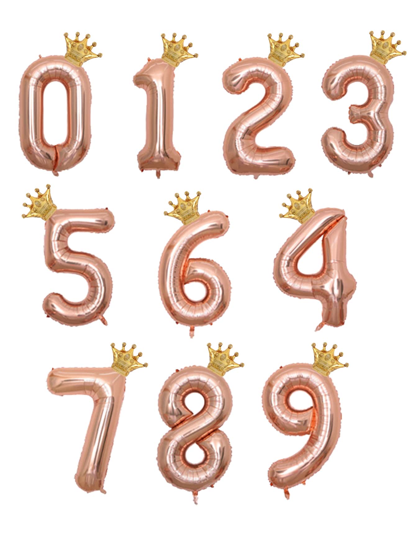 1pc Number & 1pc Crown Birthday Anniversary Party Balloon (Without Inflation Straw, Crown And Number Are Separated) - Rose Gold - View 1