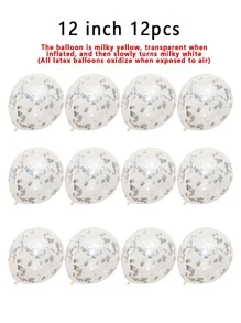 12 piezas/30 piezas de decoraciones transparentes para fiestas con globos con purpurina de 12 pulgadas - Plateado - Ver 3