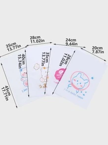 4 piezas Bolsas de almacenamiento con gráficos de dibujos animados aleatorios, bolsa linda de empaque de ropa para viaje, bolsa de maquillaje, bolsa de cosméticos, organizador de vacaciones, organizador de maquillaje de gran capacidad, estuche de maquillaje, para lápiz labial, pincel, cuidado de la piel, teléfono móvil, monedas, artículos pequeños, para el hogar, regalo, vacaciones y festivales de Halloween Navidad, uso multifuncional, vibraciones bohemias - Multicolor - Ver 6