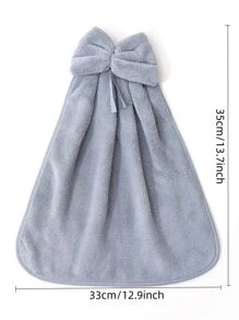 1pc Coral Fleece Creative Bow Style Soft Absorbent Hand Towel With Lanyard - Grey - View 2