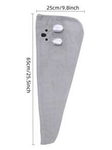 1pc Rabbit Embroidery Hair Towel Shower Towels For Beauty Salon, Hotel Sports,Home Essentials, Towel, Skin Care - Grey - View 2