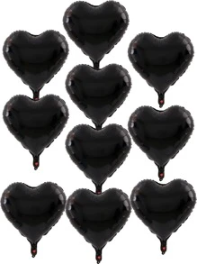10 piezas/1 pieza Globos decorativos con forma de corazón negro para fiesta y ambiente de celebración - Negro - Ver 4
