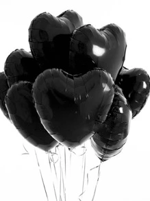 10 piezas/1 pieza Globos decorativos con forma de corazón negro para fiesta y ambiente de celebración - Negro - Ver 6