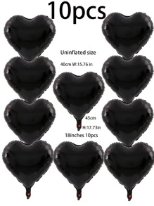 10 piezas/1 pieza Globos decorativos con forma de corazón negro para fiesta y ambiente de celebración - Negro - Ver 8