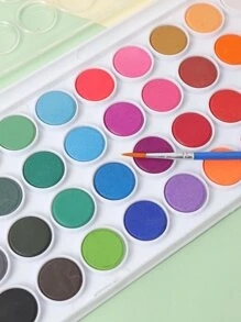 1套36色水彩畫，簡單撞色塑料素色水彩畫 - 彩色 - 查看 4