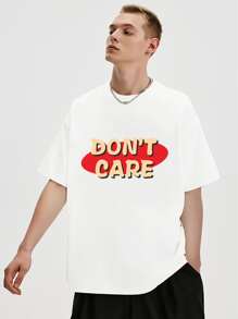 Áo thun nam tay rớt in hình khẩu hiệu, thoáng khí. - trắng - Xem 1