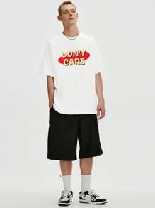 Áo thun nam tay rớt in hình khẩu hiệu, thoáng khí. - trắng - Xem 7