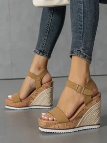 Giày bệt dày và Dép nêm Nữ - màu nâu - Xem 3