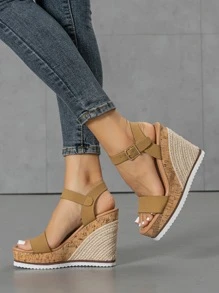 Giày bệt dày và Dép nêm Nữ - màu nâu - Xem 4