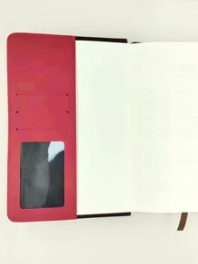 1pc Hot Stamping Cover Notebook, Vintage Flower Frame Design Notebook For School Student, Office - Red - View 5