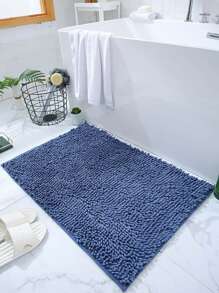 1pc Chenille Bathroom Mat - Dusty Blue - View 1