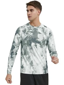 Men Camo Print Sports Tee - Multicolor - View 1