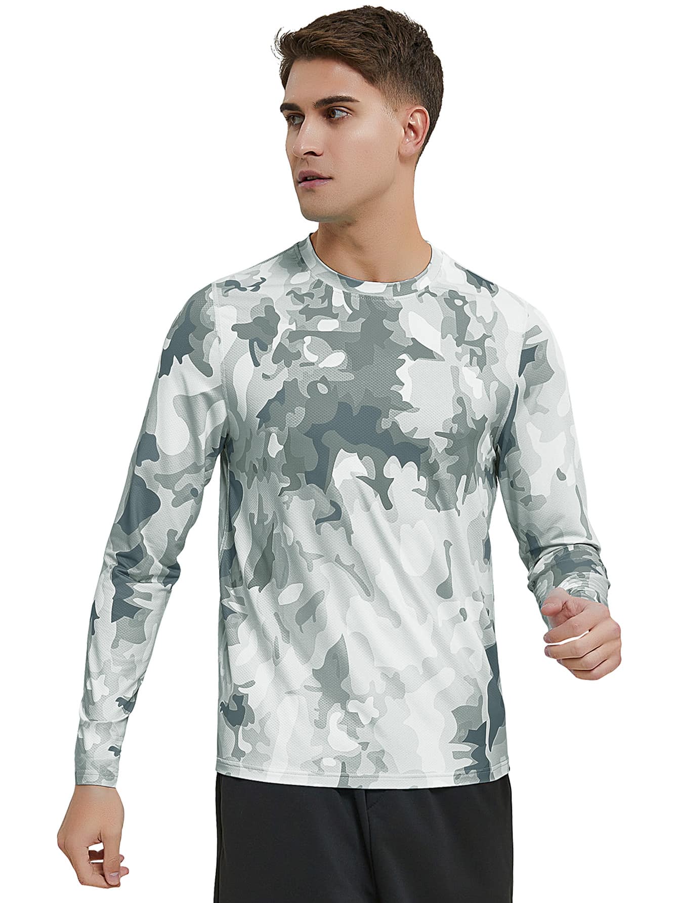 Men Camo Print Sports Tee - Multicolor - View 1