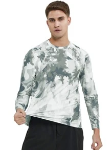 Men Camo Print Sports Tee - Multicolor - View 3